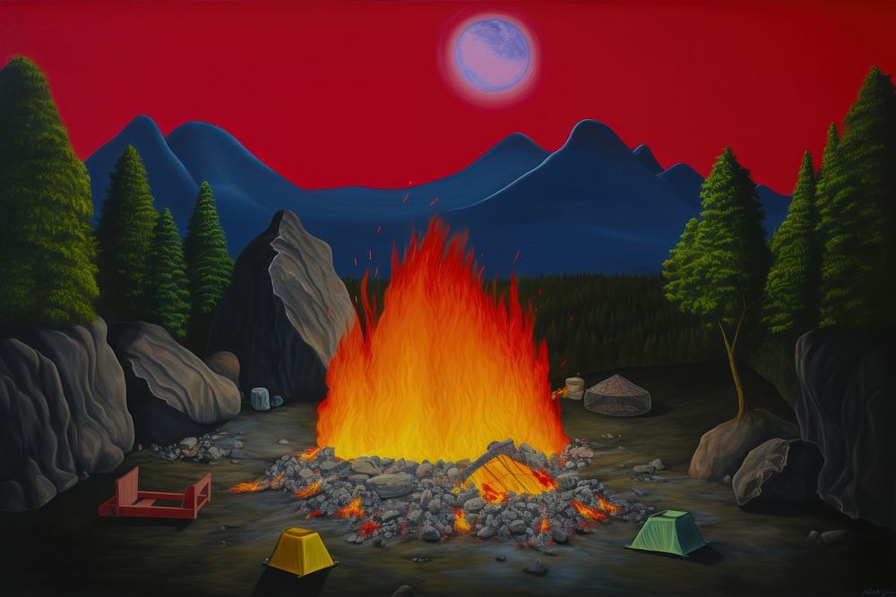 Campfire mountain outdoors eruption.