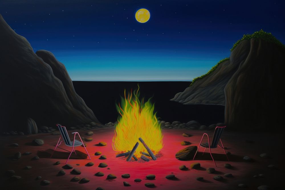 Campfire astronomy furniture outdoors.