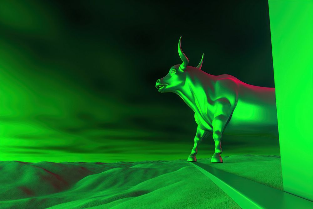 Green Bull bull livestock outdoors.