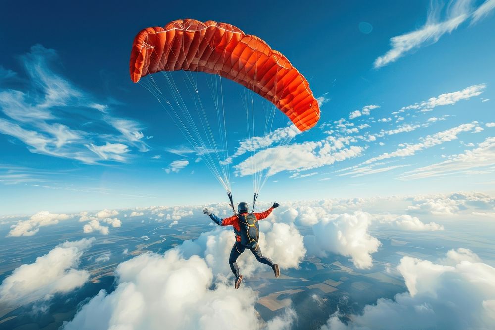 Parachutist skydiving paragliding recreation adventure.