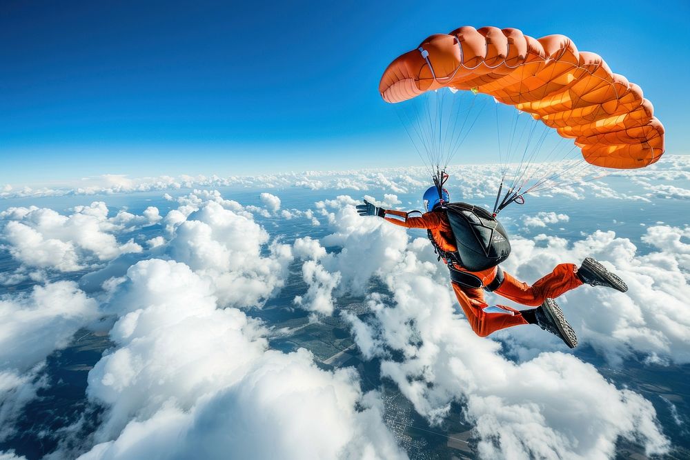 Parachutist skydiving paragliding recreation adventure.