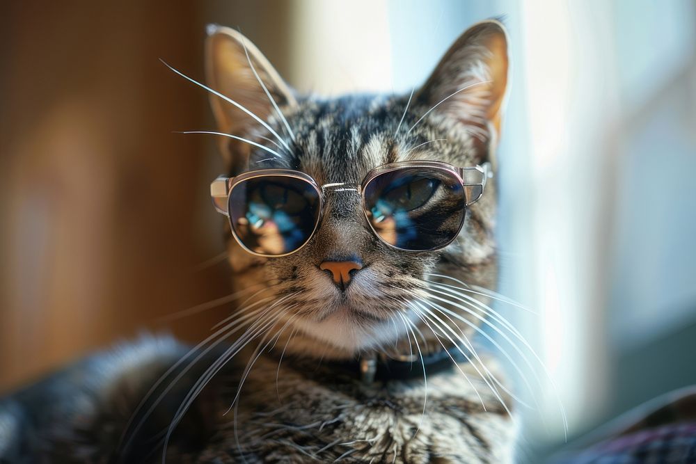 Tabby Cat with Sunglasses sunglasses portrait animal.