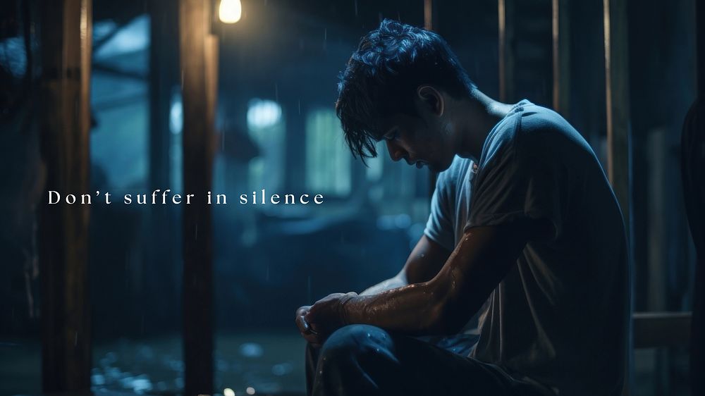 Don't suffer in silence quote blog banner template