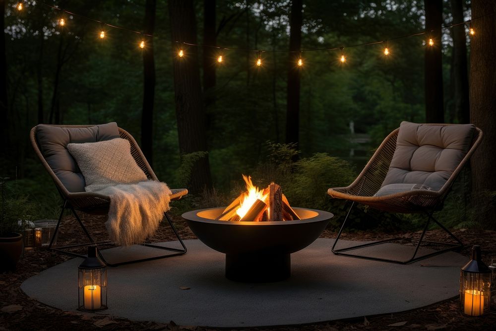 Cozy outdoor outdoors flame chair.