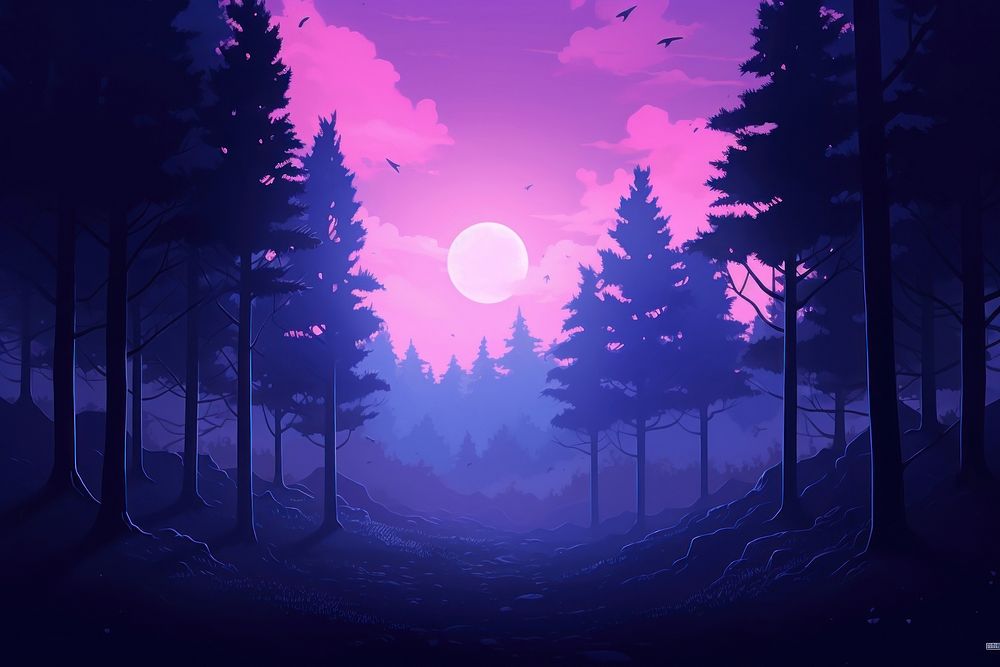 The forest purple landscape outdoors.