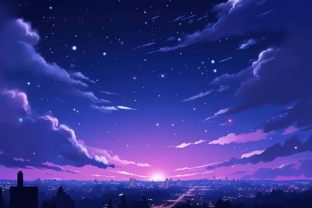 The night sky purple architecture landscape.