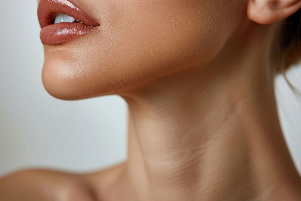 Close up photo of woman neck adult skin perfection.