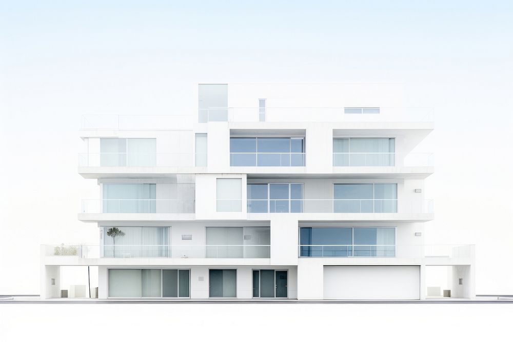 Minimal apartment architecture building white.