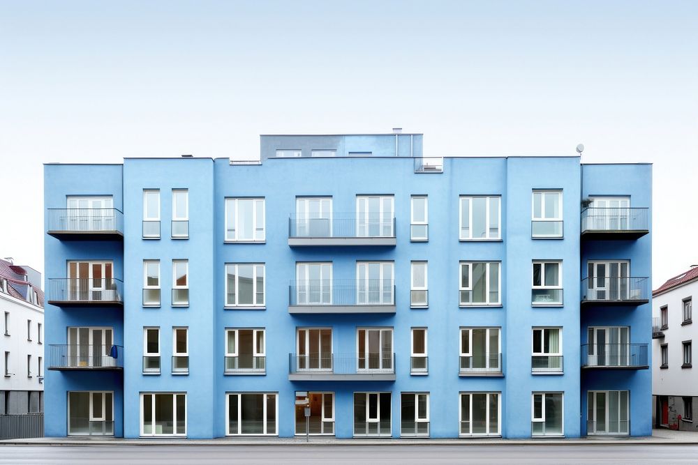 Blue abstract apartment in stockholm architecture building city.