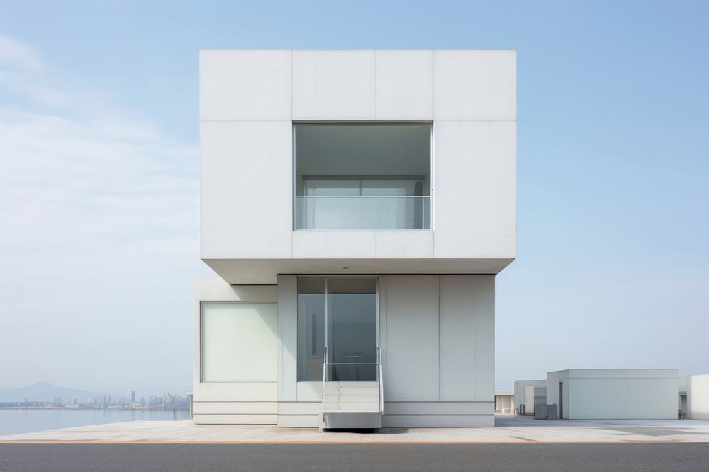 Architecture photo of cube minimal house in japan building city outdoors.