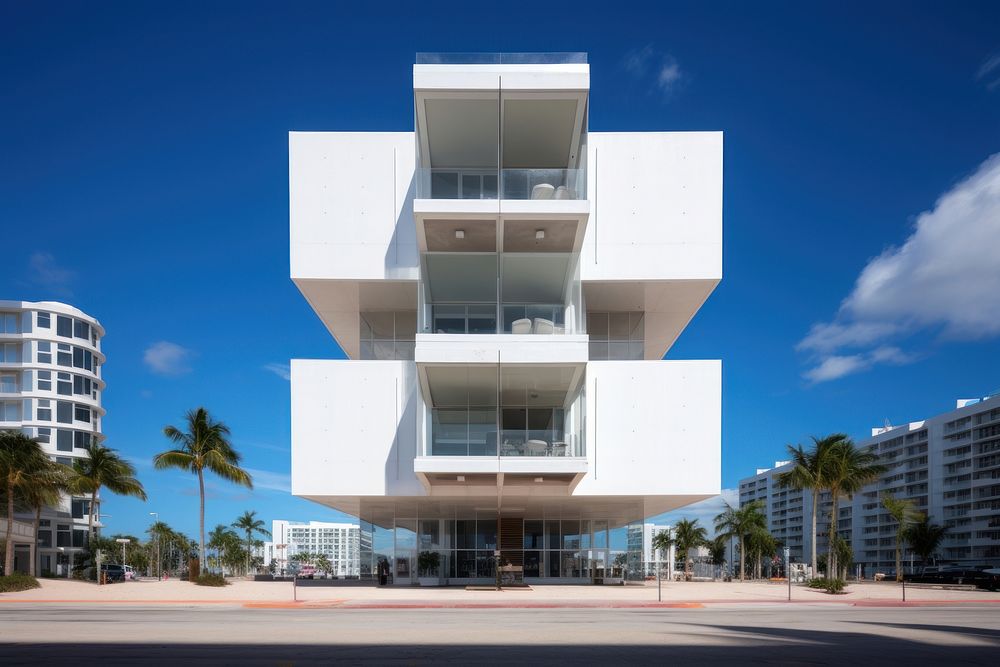 Cube minimal hotel in miami architecture building plant.