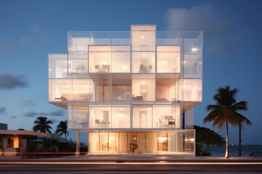 Cube minimal hotel in miami architecture building outdoors.