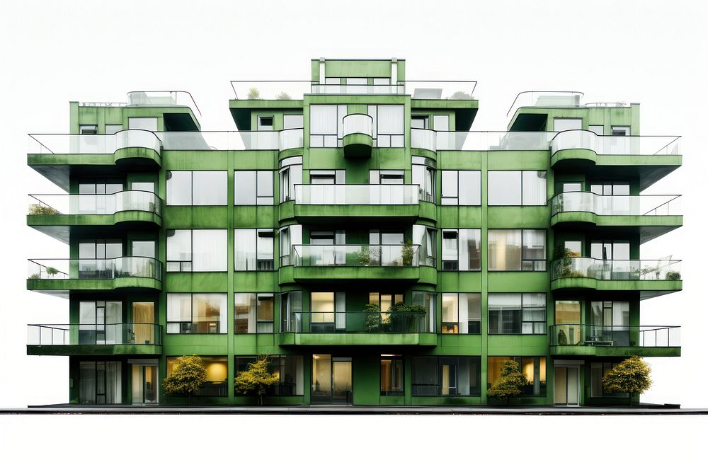 Green abstract apartment in stockholm architecture building plant.