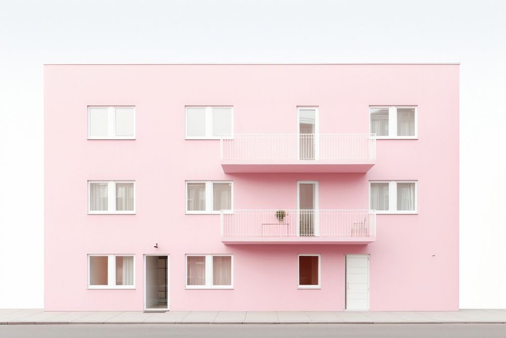 Pink pastel color minimal apartment in sweden architecture building city.