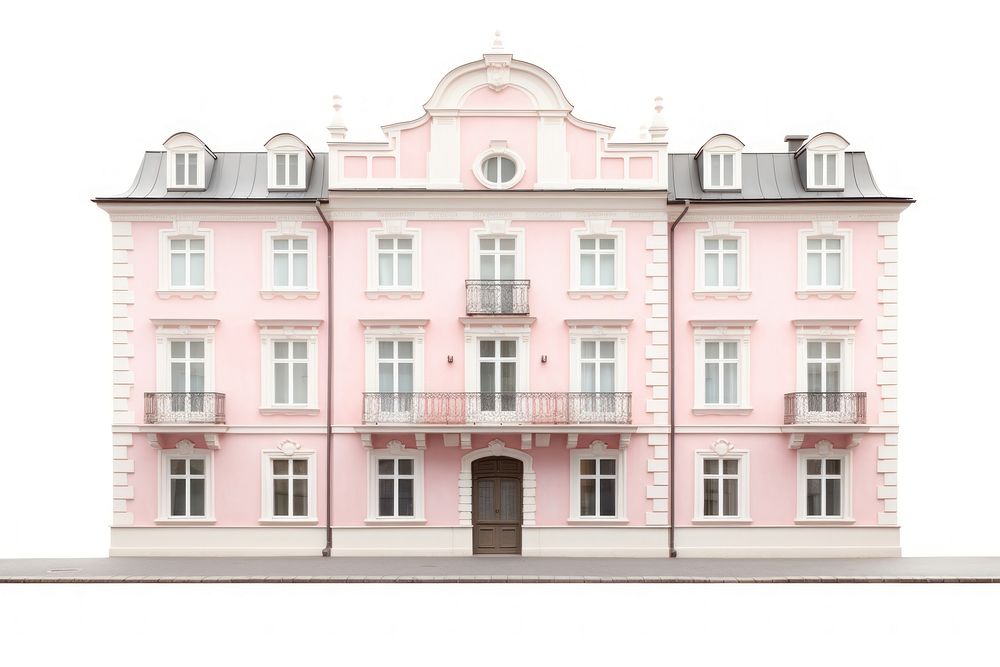 Pink pastel color minimal apartment in sweden architecture building mansion.
