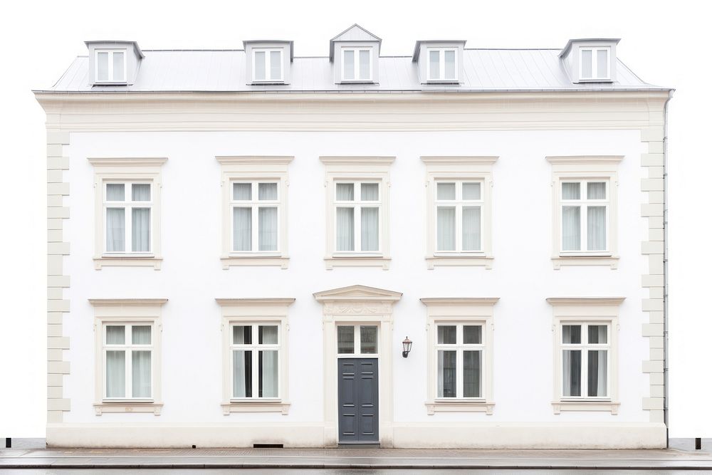 White pastel color minimal apartment in sweden architecture building window.