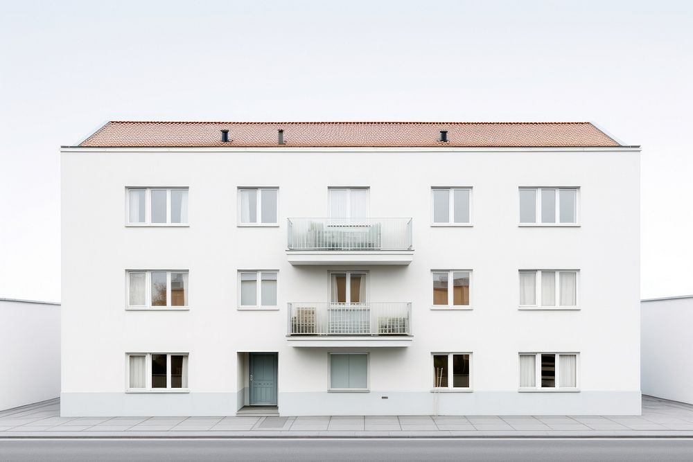 White pastel color minimal apartment in sweden architecture building house.