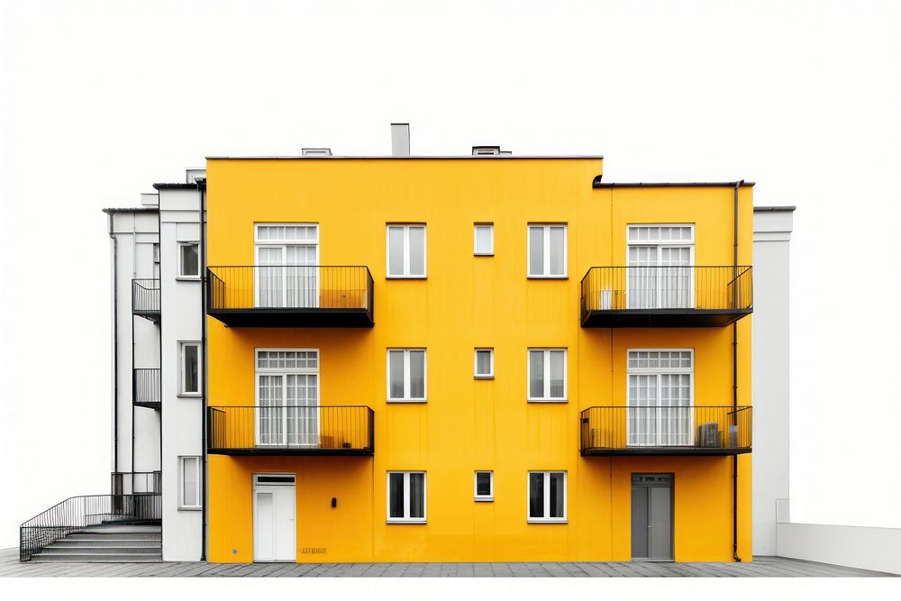 Yellow abstract apartment in stockholm architecture building city.