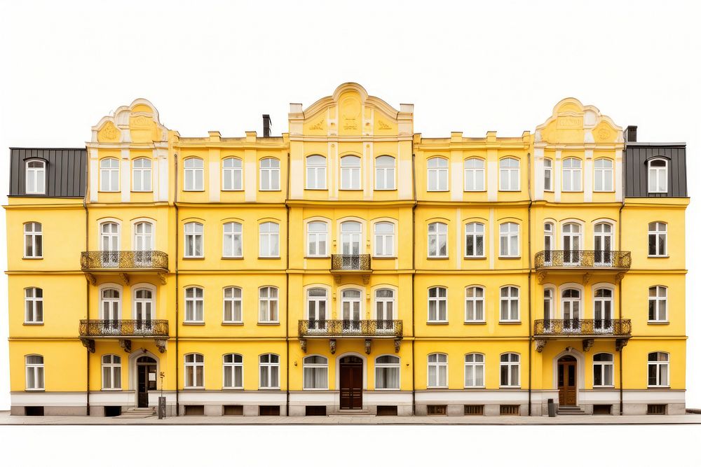 Yellow abstract apartment in stockholm architecture building mansion.