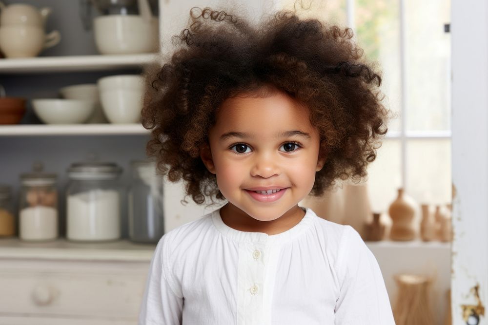 A happy african american toddler at home portrait child smile.