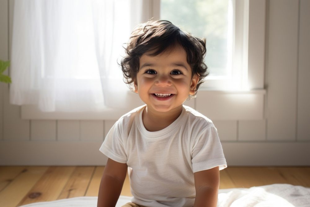 A happy indian toddler at home portrait smile child.