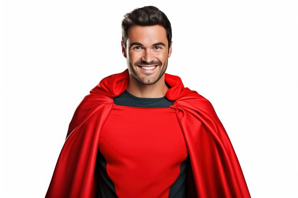 Man in a superhero cape portrait adult photo.