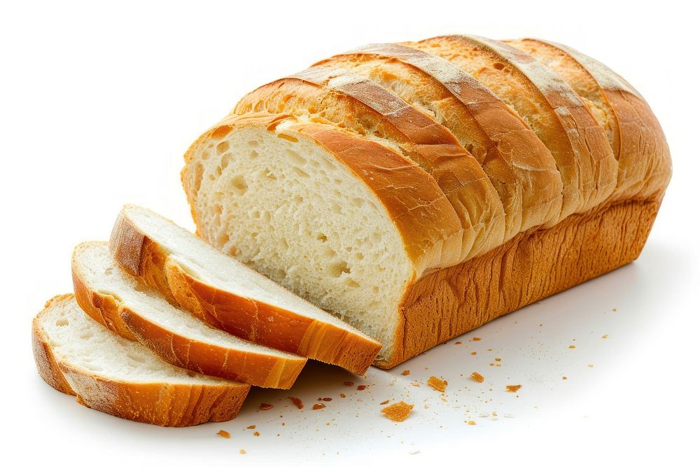 Loaf of german bread slice food white background.