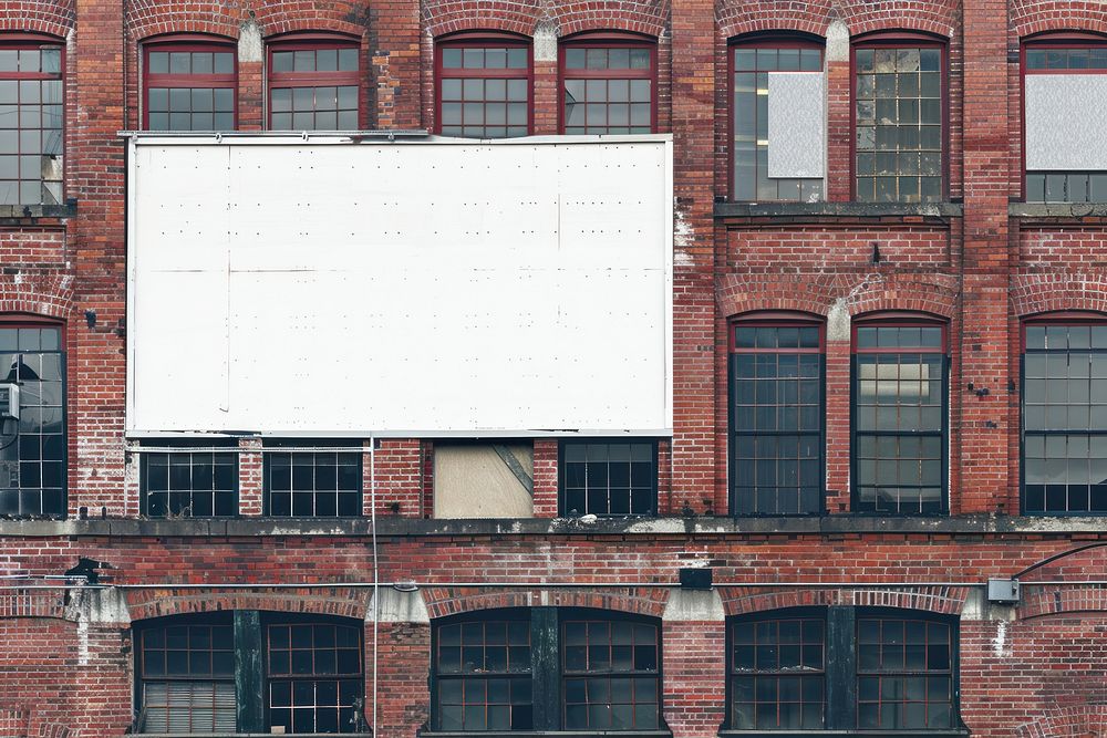 Blank white billboard building brick advertisement.