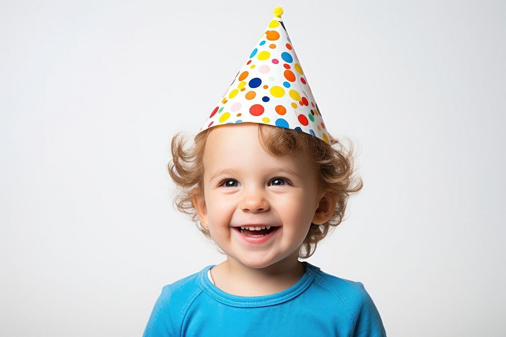 Toddler wear party hat baby celebration anniversary.