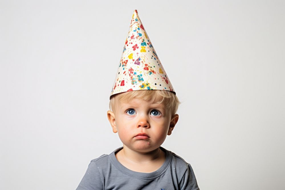 Toddler wear party hat baby celebration anniversary.