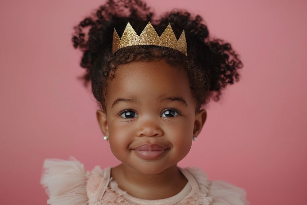 African american girl toddler wear a crown portrait photo baby.
