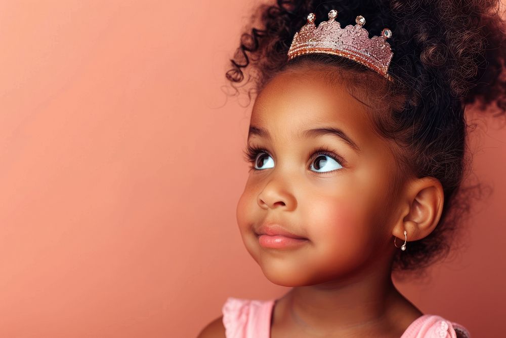 African american girl toddler wear a crown portrait child photo.