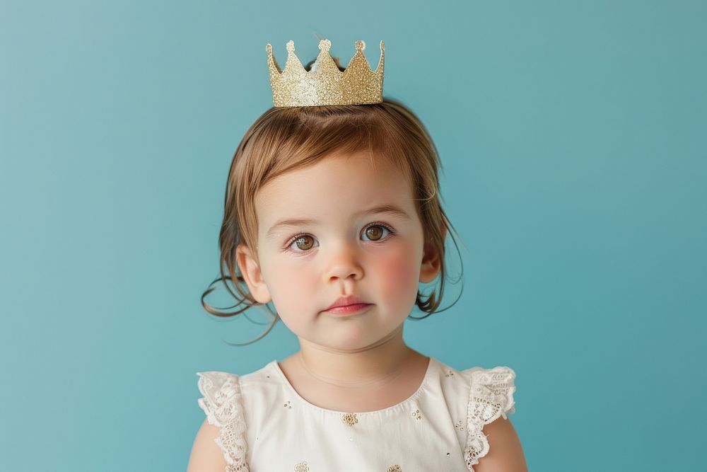 Girl toddler wear a crown portrait child photo.