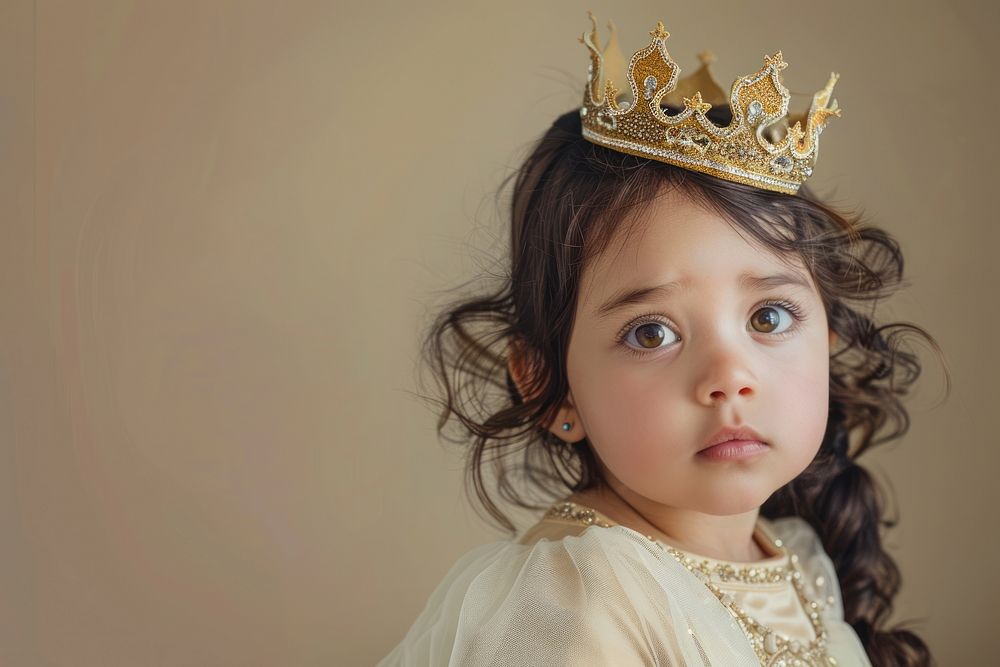 Indian girl toddler wear a crown portrait tiara child.