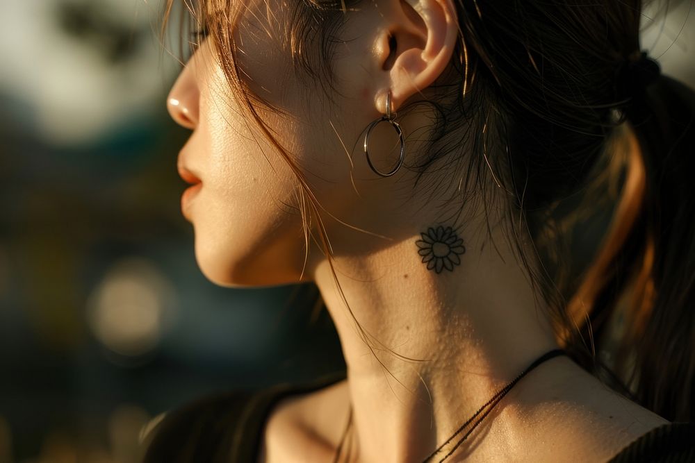 Flowet tattoo necklace jewelry earring.