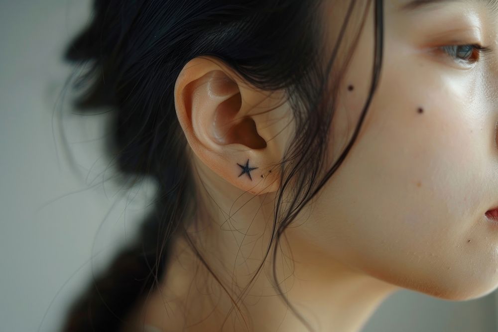 Star tattoo earring jewelry skin.
