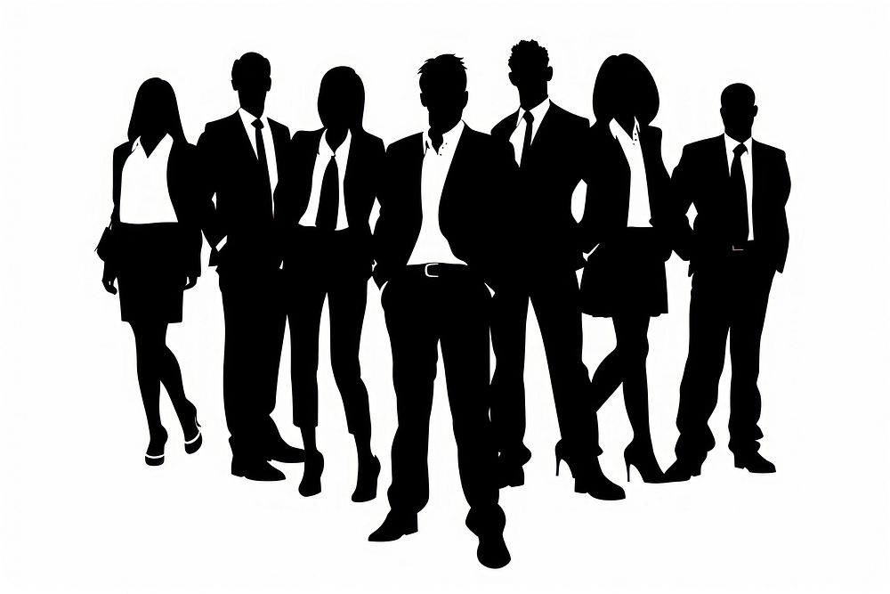 Business people silhouette adult white background.
