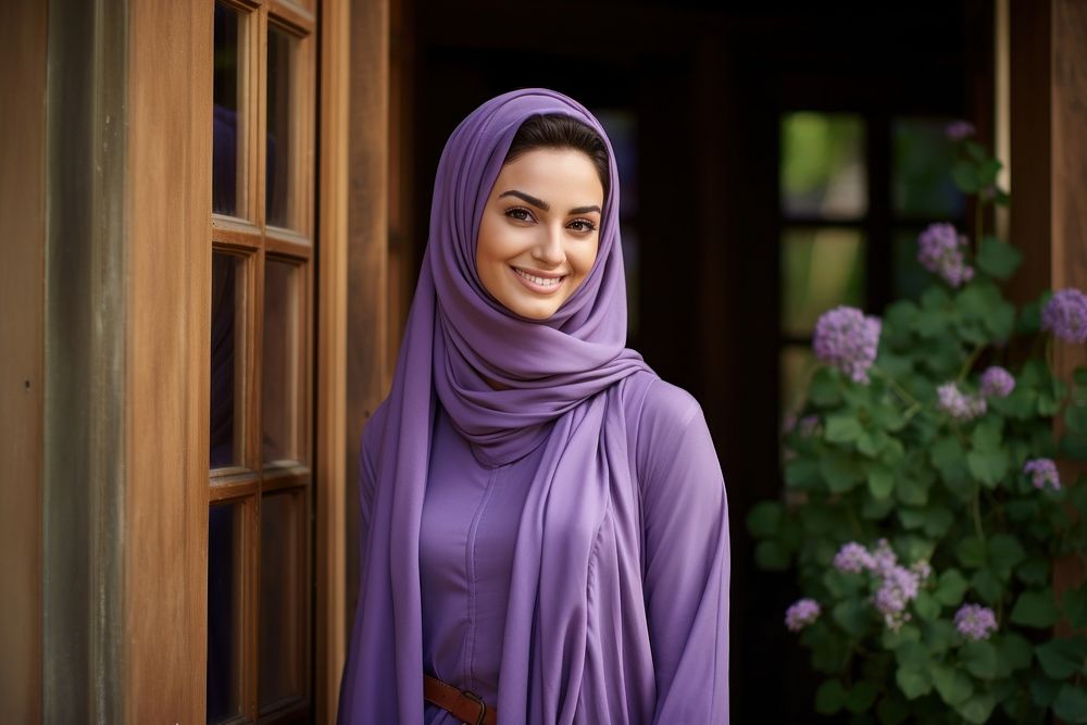 Woman in Abaya smile clothing apparel.