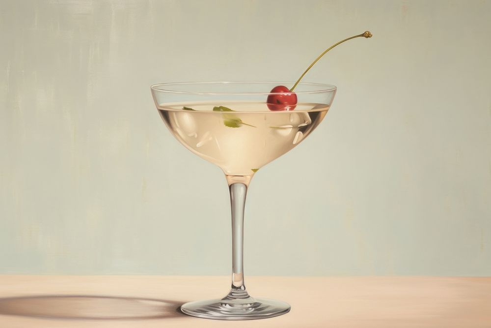 Close up on pale cocktail beverage alcohol martini.