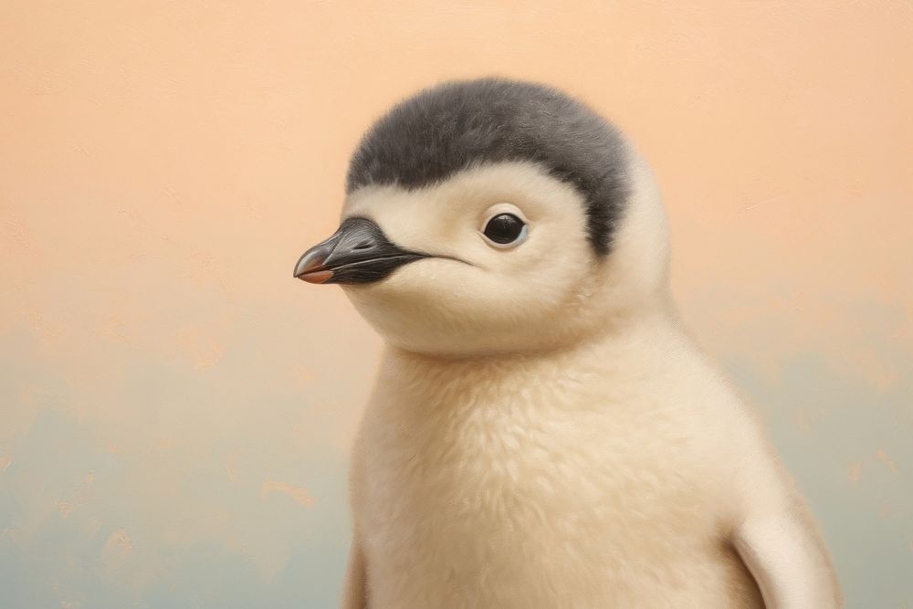 Close up on pale baby penguin animal bird.