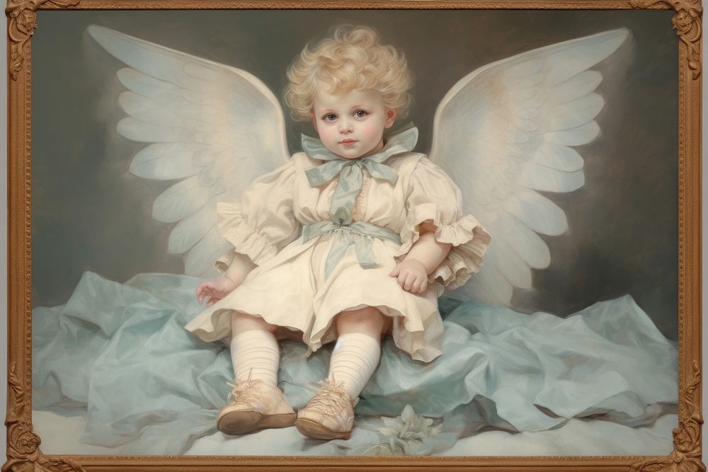 Close up on pale fairy baby photography archangel clothing.