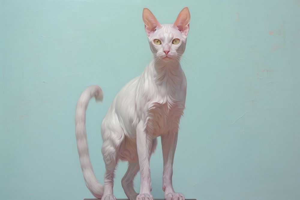 Close up on pale pastel tones cat animal mammal angora.