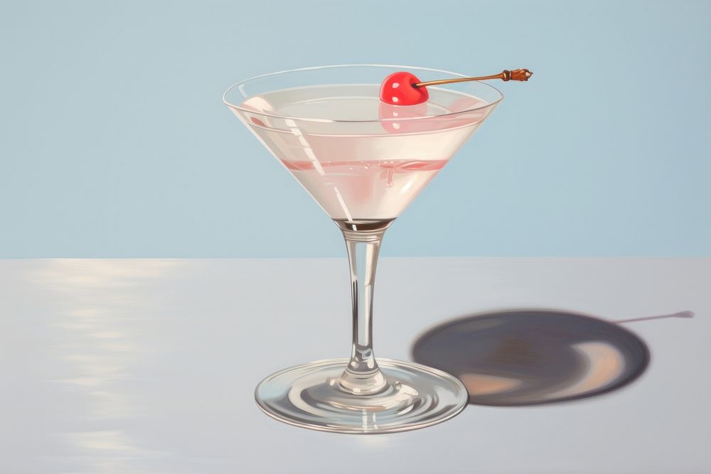 Close up on pale cocktail modern beverage alcohol martini.