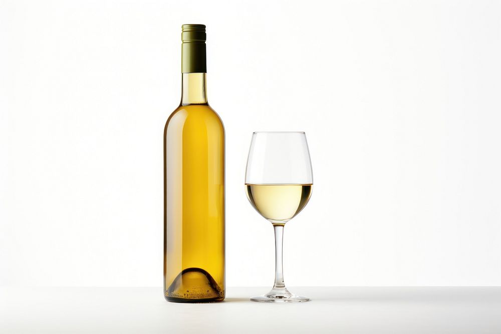 Bottle of white wine beverage alcohol liquor.