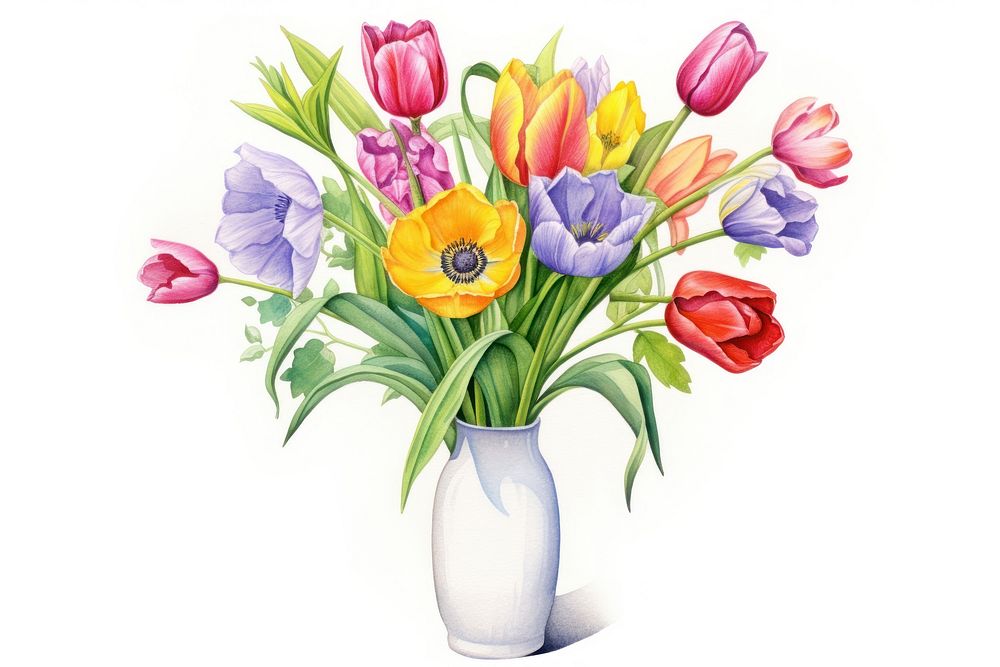 Flower vase graphics painting blossom.