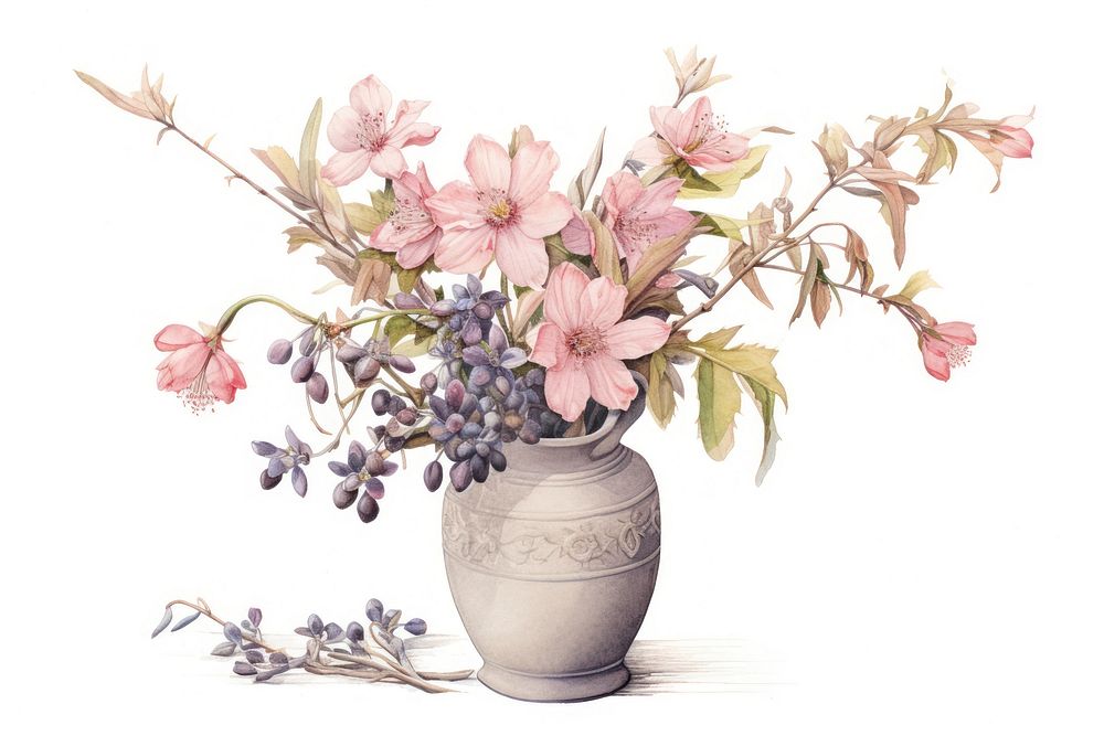 Flower vase painting pottery blossom.