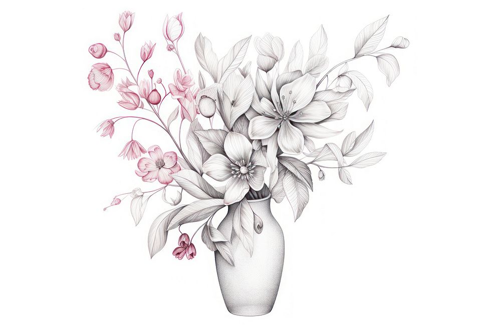 Flower vase illustrated graphics pattern.