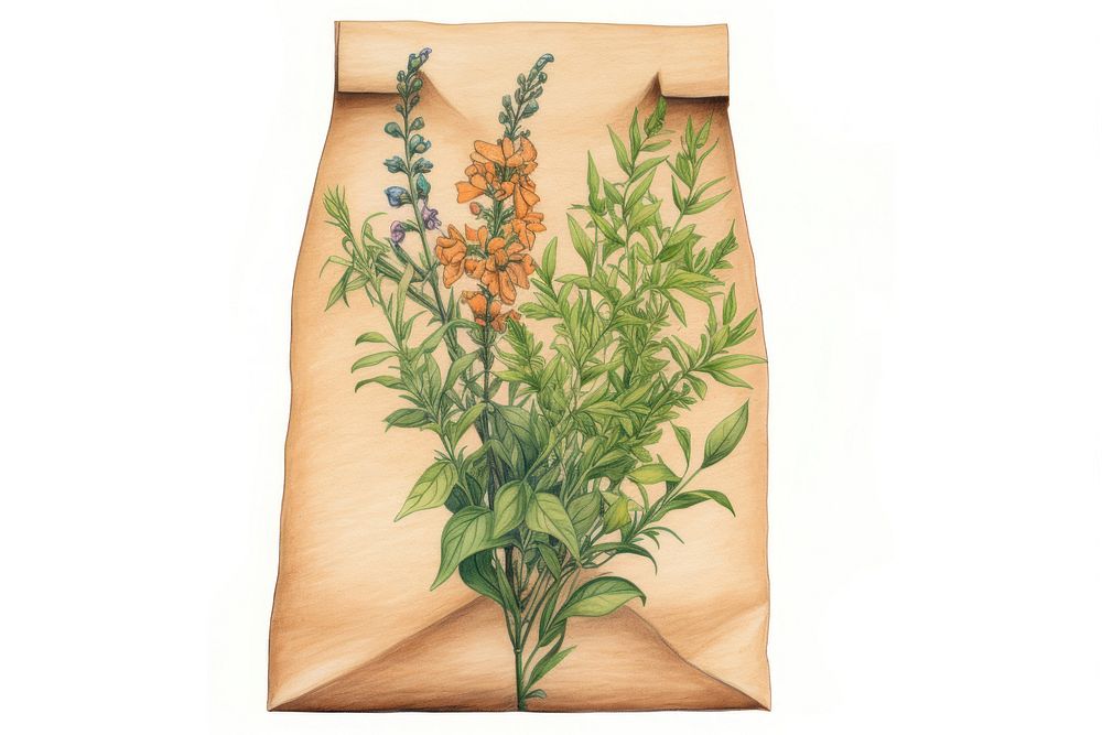 Paper bag blossom herbal person.
