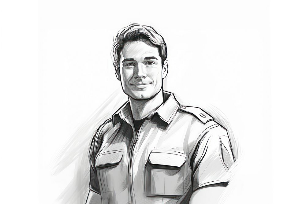 Paramedic illustrated drawing sketch.