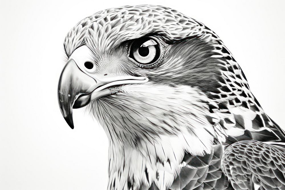 Peregrine falcon illustrated drawing animal.
